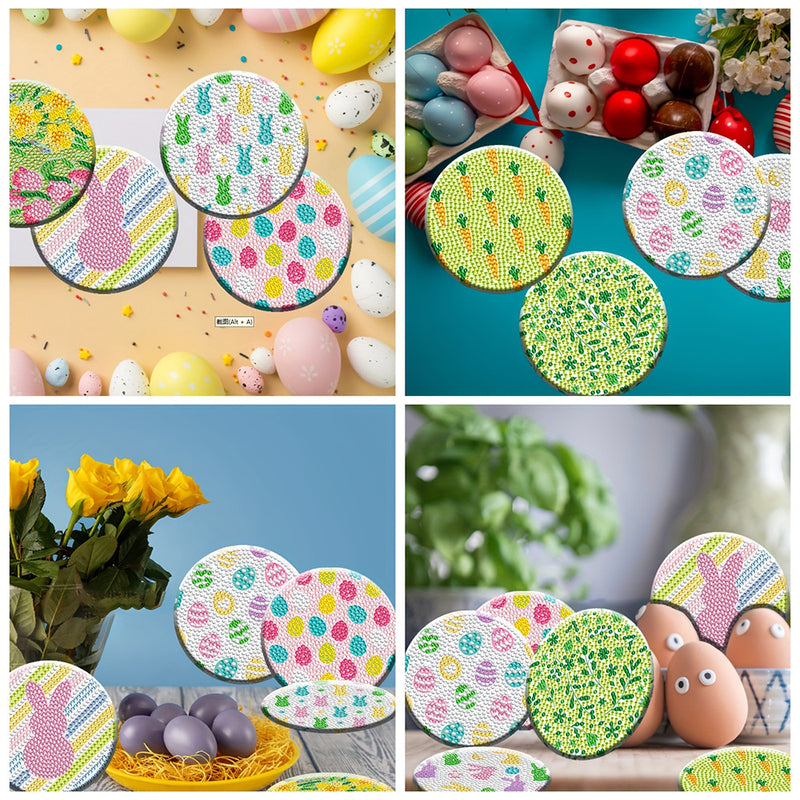 Easter Diamond Painting Coasters 8Pcs