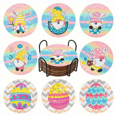 Easter Diamond Painting Coasters 8Pcs