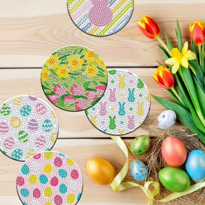 Easter Diamond Painting Coasters 8Pcs