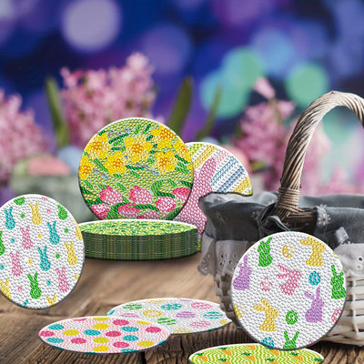 Easter Diamond Painting Coasters 8Pcs