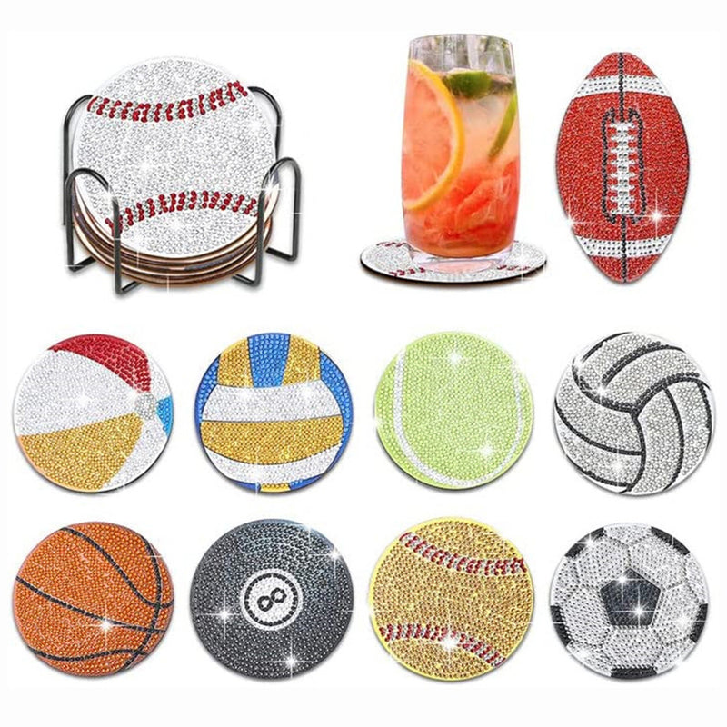 Balls Sports Diamond Painting Coasters 10Pcs