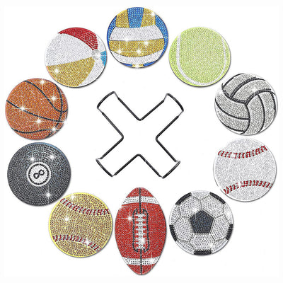 Balls Sports Diamond Painting Coasters 10Pcs