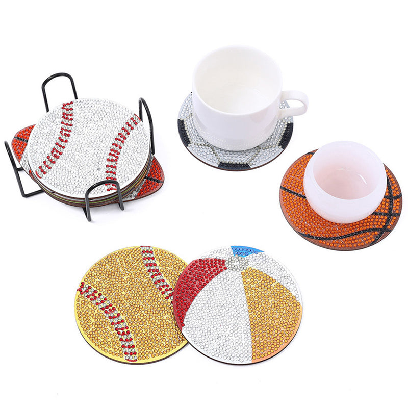 Balls Sports Diamond Painting Coasters 10Pcs