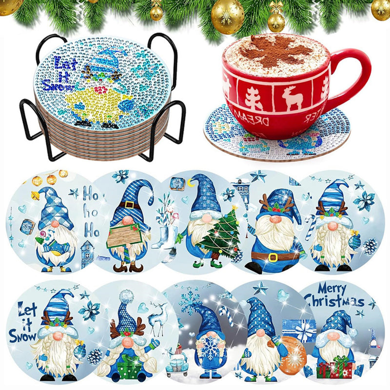 Winter Gnome Diamond Painting Coasters 10Pcs