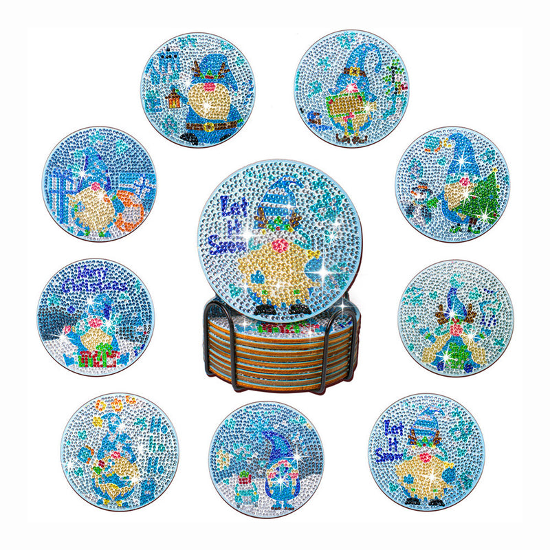 Winter Gnome Diamond Painting Coasters 10Pcs