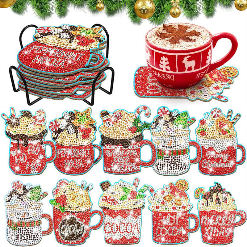 Christmas Ice Cream Diamond Painting Coasters 10Pcs