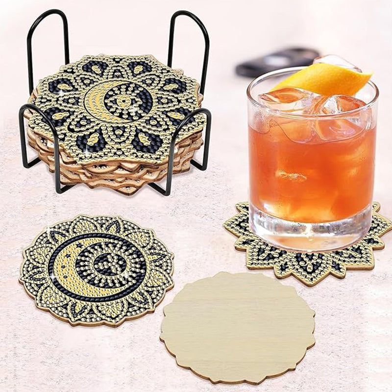 Golden Mandala Diamond Painting Coasters 8Pcs