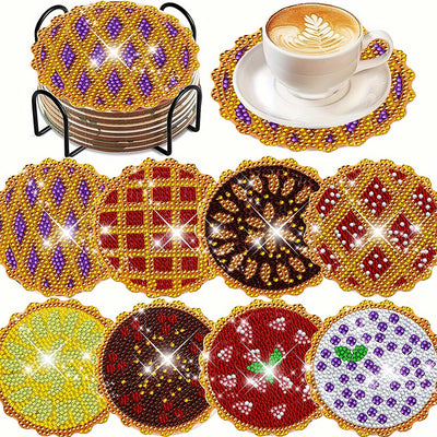 Delicious Pie Diamond Painting Coasters 8Pcs