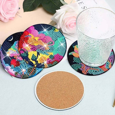 Night Rose Diamond Painting Coasters 8Pcs