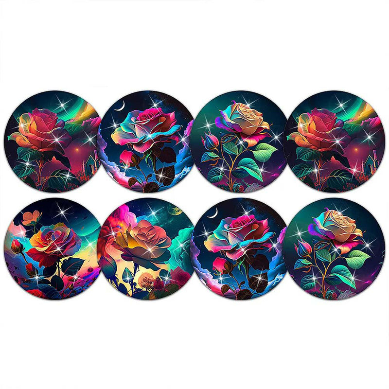 Night Rose Diamond Painting Coasters 8Pcs