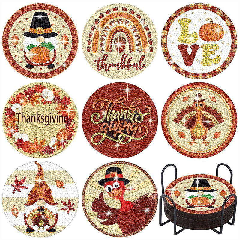 Thanksgiving Day Diamond Painting Coasters 8Pcs