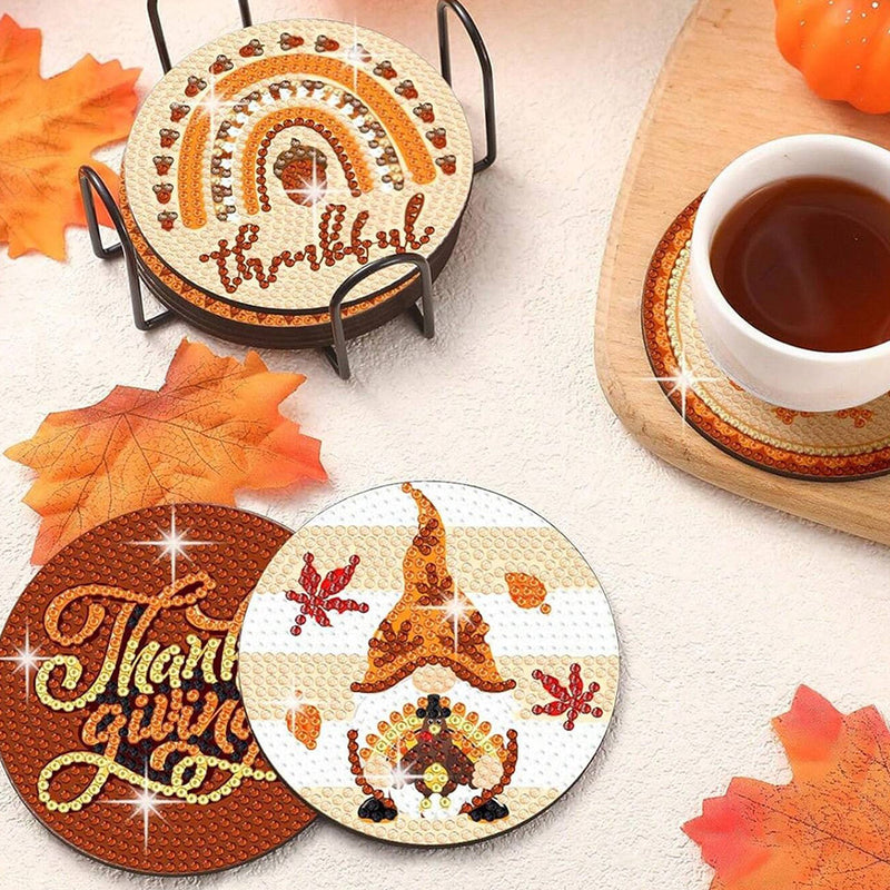 Thanksgiving Day Diamond Painting Coasters 8Pcs