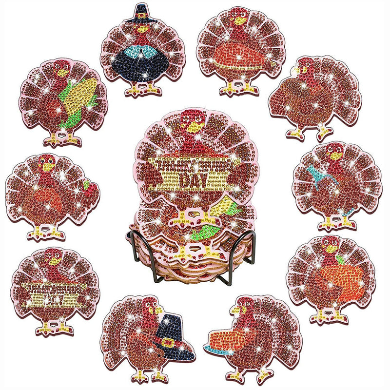 Thanksgiving Day Diamond Painting Coasters 10Pcs