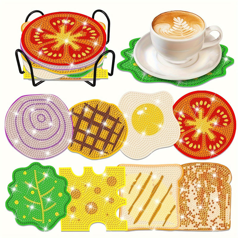 Delicious Toast Diamond Painting Coasters 8Pcs