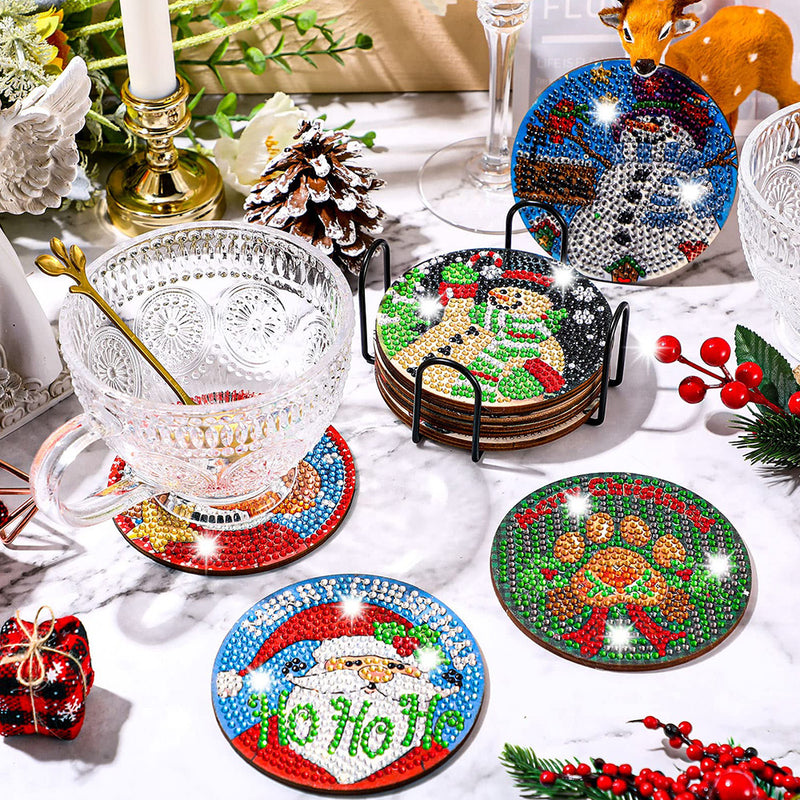 Christmas Diamond Painting Coasters 12Pcs