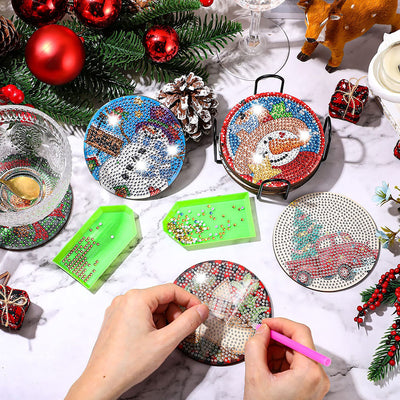 Christmas Diamond Painting Coasters 12Pcs