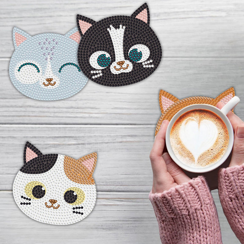 Lovely Cats Diamond Painting Coasters 6Pcs