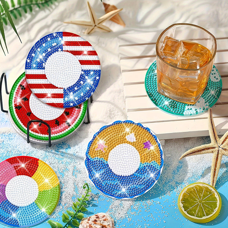 Swimming Ring Diamond Painting Coasters 8Pcs