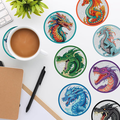 Dragon Diamond Painting Coasters 8Pcs