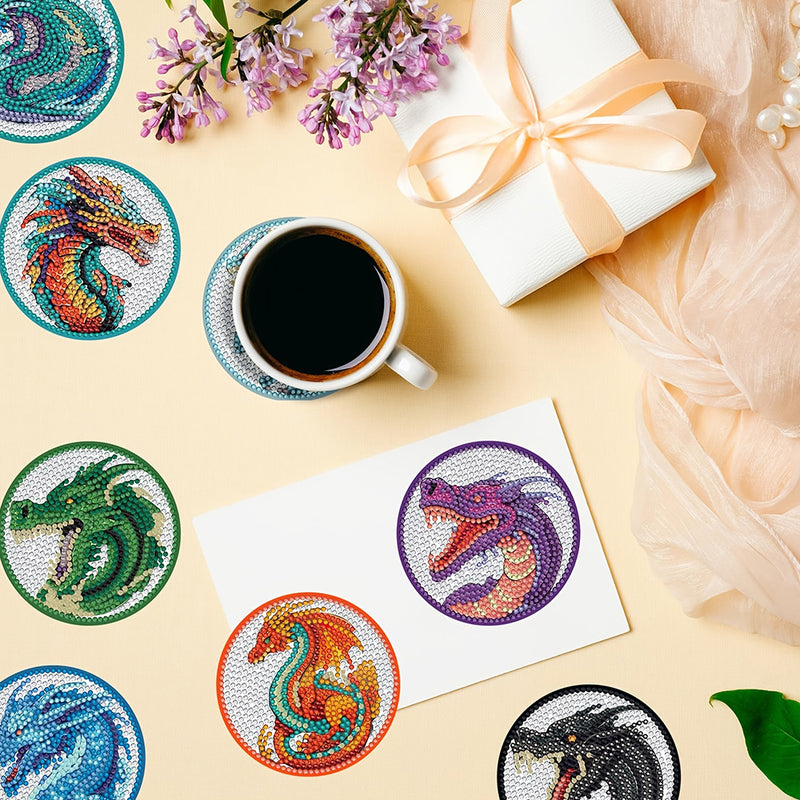 Dragon Diamond Painting Coasters 8Pcs