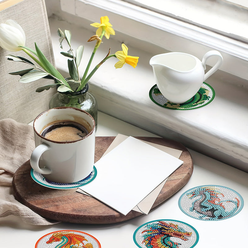 Dragon Diamond Painting Coasters 8Pcs