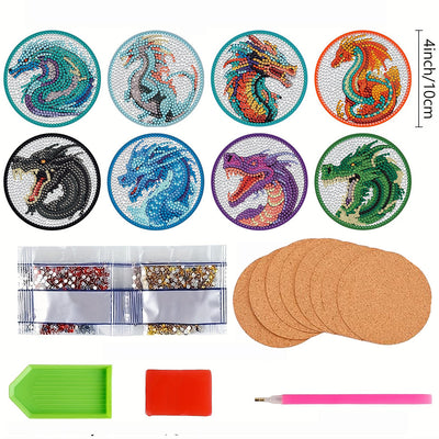 Dragon Diamond Painting Coasters 8Pcs