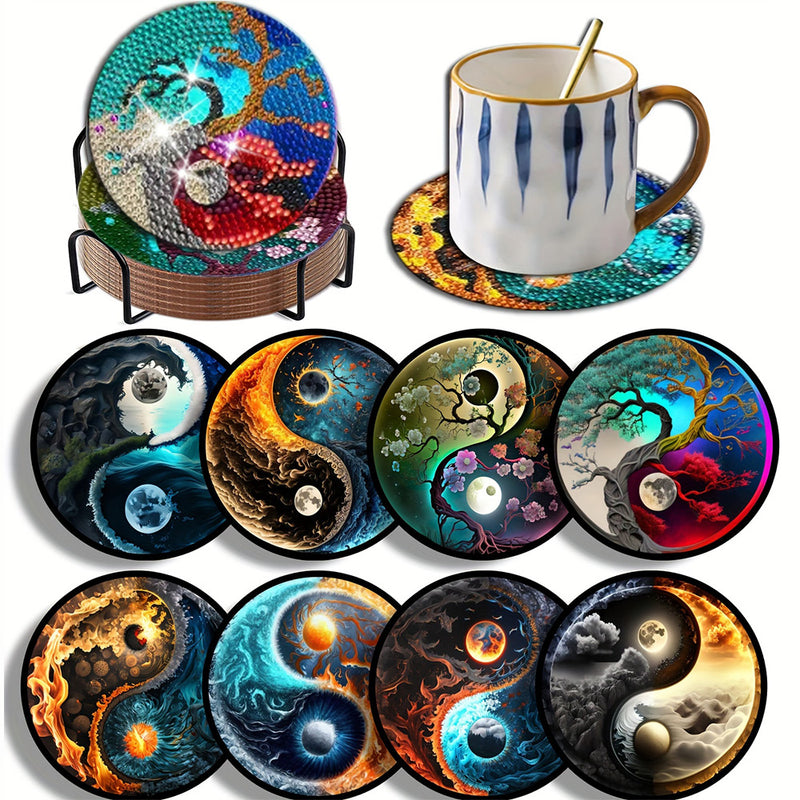 Mysterious Tai-Chi-Yin-and-Yang Diamond Painting Coasters 8Pcs