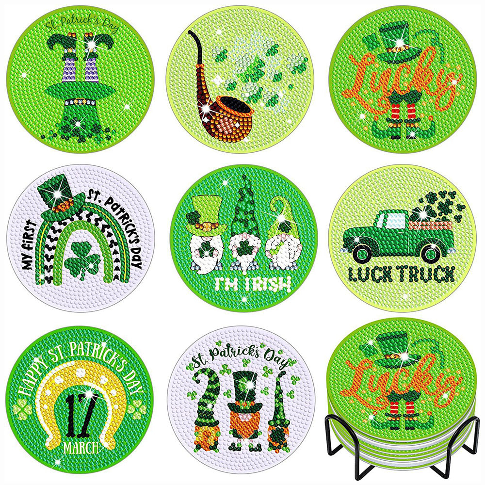 HAPPY St. Patrick's DAY Diamond Painting Coasters 8Pcs