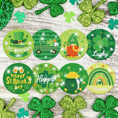 HAPPY St. Patrick's DAY Diamond Painting Coasters 8Pcs