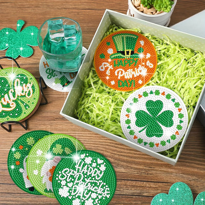 HAPPY St. Patrick's DAY Diamond Painting Coasters 8Pcs