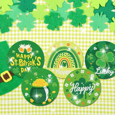 HAPPY St. Patrick's DAY Diamond Painting Coasters 8Pcs