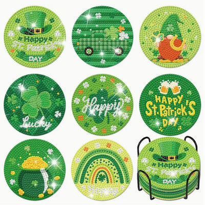 HAPPY St. Patrick's DAY Diamond Painting Coasters 8Pcs