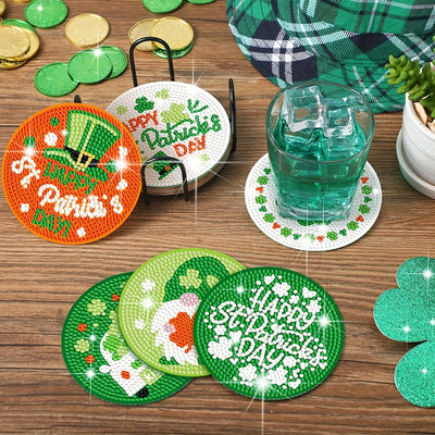 HAPPY St. Patrick's DAY Diamond Painting Coasters 8Pcs