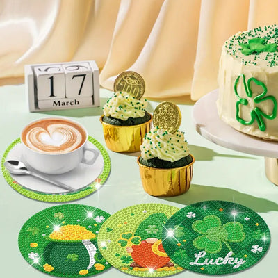 HAPPY St. Patrick's DAY Diamond Painting Coasters 8Pcs