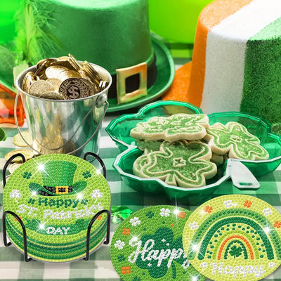 HAPPY St. Patrick's DAY Diamond Painting Coasters 8Pcs