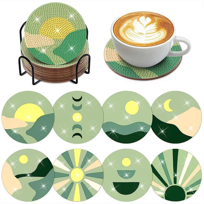 Spring Landscape Diamond Painting Coasters 8Pcs