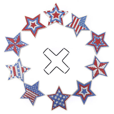 American Independence Day Stars Diamond Painting Coasters 10Pcs