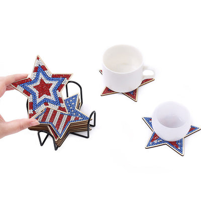 American Independence Day Stars Diamond Painting Coasters 10Pcs