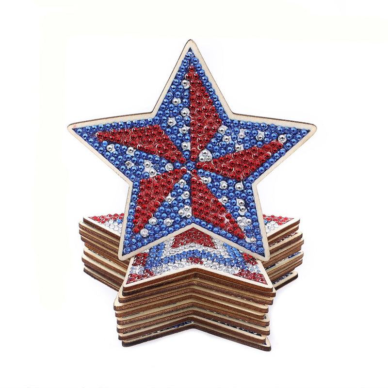 American Independence Day Stars Diamond Painting Coasters 10Pcs