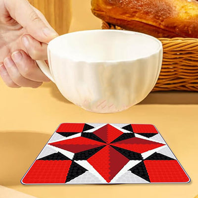 Square Geometric Pattern Diamond Painting Coasters 6Pcs