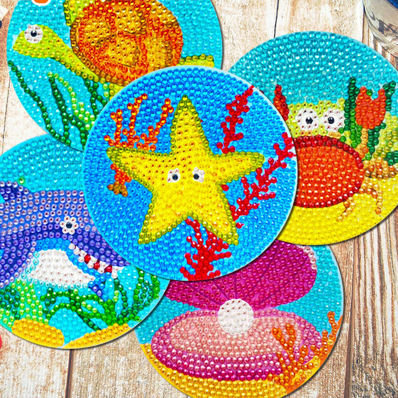 Cute Marine Animal Diamond Painting Coasters 10Pcs