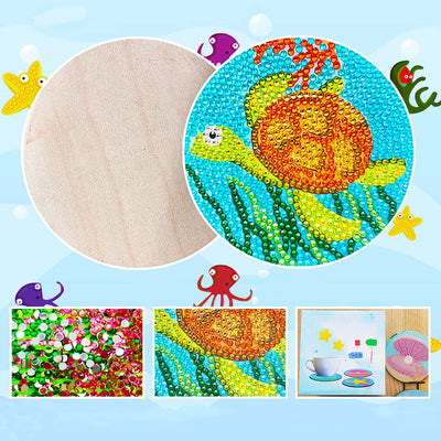 Cute Marine Animal Diamond Painting Coasters 10Pcs