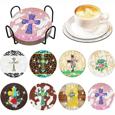 Christianity Cross Diamond Painting Coasters 8Pcs