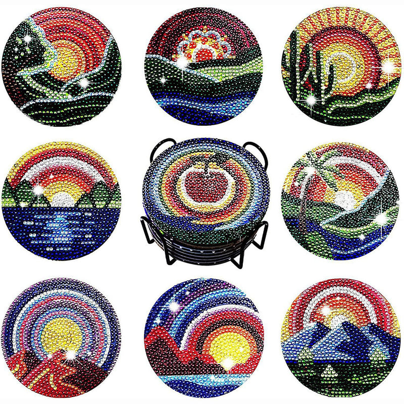 Landscape Diamond Painting Coasters 8Pcs