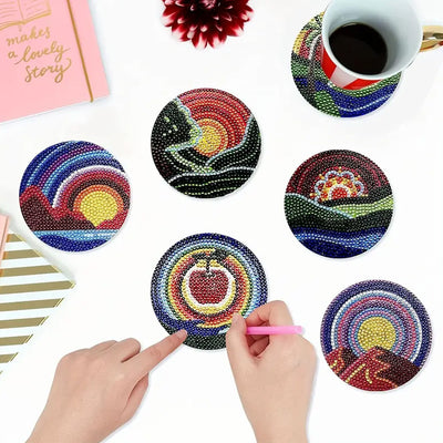 Landscape Diamond Painting Coasters 8Pcs