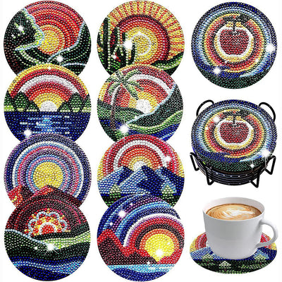 Landscape Diamond Painting Coasters 8Pcs