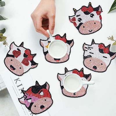 Little Cute Cow Diamond Painting Coasters 10Pcs