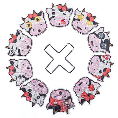 Little Cute Cow Diamond Painting Coasters 10Pcs