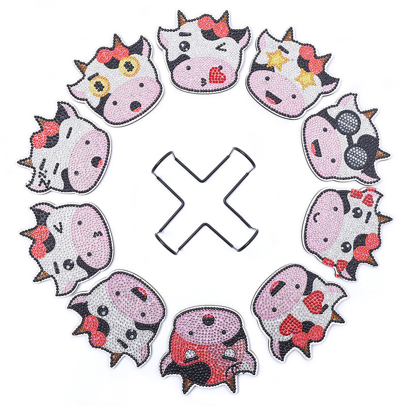 Little Cute Cow Diamond Painting Coasters 10Pcs