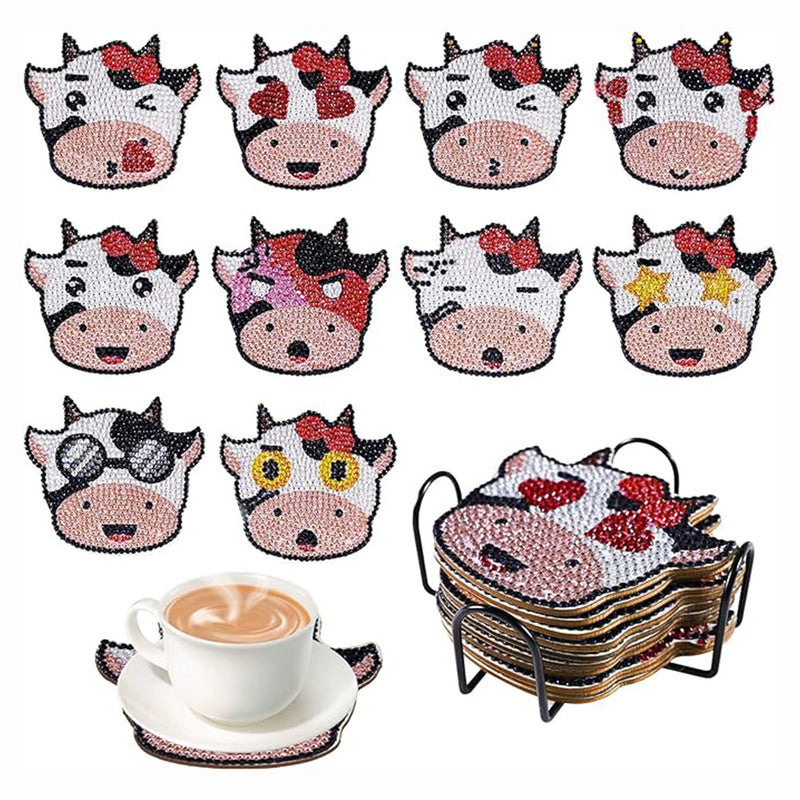 Little Cute Cow Diamond Painting Coasters 10Pcs